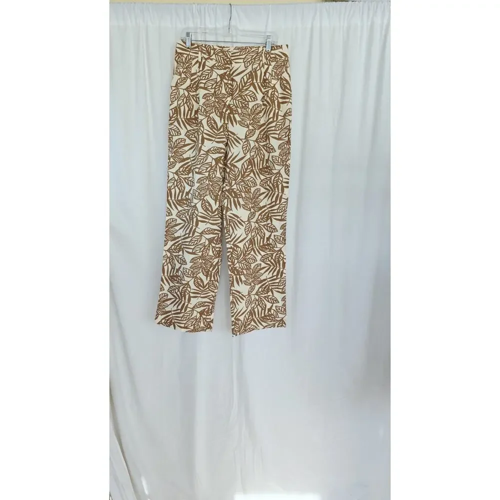 House Of Harlow‎ Linen Pant Natural Size 10 Wide-Leg Coastal Pockets Tan Beige